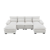 Modern U-shaped Sectional Sofa with Waist Pillows,6-seat Upholstered Symmetrical Sofa Furniture,Sleeper Sofa Couch