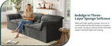 Sectional Couch with Ottoman Modern Upholstered Compressed Sofa Deep Seat, Comfy U-Shape Corduroy Couches