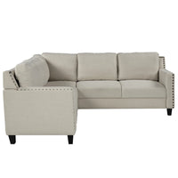 Living Room Rivet Modern Upholstered Sofa Set with cushions