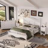 Style Bedroom Sets, Queen Size Platform Bed Storage Nightstand and Dresser with Metal Handle, White
