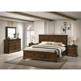 Wooden Panel Bed Set with Dresser, Mirror & Nightstands