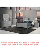 Bedroom Set - Silver Finish, Elegant & Stylish Design, Modern Bedroom Furniture Set