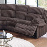 Chocolate Faux Fur U-Shaped Sectional Sofa with Console Cup Holder & Storage Drawer, Motion Reclining