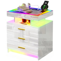 Bedroom Furniture Glass With Touch Screen Bedside Table RGB LED Bedside Table