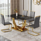 Glass Dining Table Set for 4,Modern Dining Room Table Set for 4, Kitchen Table