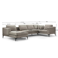 Upholstered Sectional Couch Sofa Set with 1 Two-seat Sofas 1 Two-seat Armless Sofa 1 Chaise