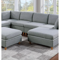 Living Room Furniture 8pc Sectional Sofa Set Light Grey Dorris Fabric Couch 3x Wedges 3x Armless