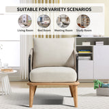 EBELLO 2PCS Living Room Casual Wooden Hand Braided Rope Armchair