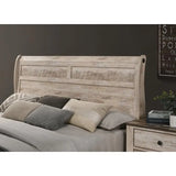 White Wash Finish Bedroom Set with Queen Sleigh Bed, Dresser, Mirror & 2 Nightstands