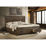 Rustic Golden Brown Eastern King Storage Bed with Drawers