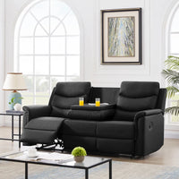 Manual Recliner Sofa Living Room Set Upholstered Faux Leather 3-seater and Loveseat Couch with Storage