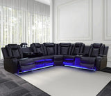 Power Recliner Sofa Sectional Couches with LED Light for Living Room,Leather Reclining