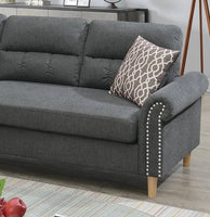 Reversible Sectional Sofa Set Chaise Pillows Plush Cushion Couch Nailheads