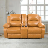 Leather Reclining Sofa Set for Living Room Set, Recliner Sofa with Drop Down Table/Double Recliner