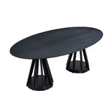 modern dining table, 1 oval table+6 wooden tables and chairs, black dining room furniture