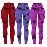 3 Piece Workout Leggings Sets for Women High Waisted Tie Dye Gym Scrunch Butt Lifting Seamless Yoga