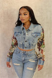 winter fashion print color matching denim jeans