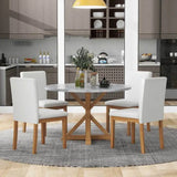 1 Classic Dining Table & 4x Side Chairs,Round Table, Chair