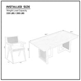 rectangular wavy dining table set, one wooden dining table and six chairs, modern living room