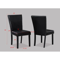 Dining Table Set - White Marble & Black Finish, Black Faux Leather Upholstered Chairs