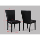 7pc Dining Table Set - White Marble & Black Finish, Black Faux Leather Upholstered Chairs