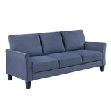sofa set, blue soft cushion sofa, couple's chair, plush seat, solid wood living room furniture