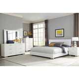 5-Piece King Bedroom Set in White High Gloss Finish