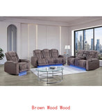 Power Reclining Sofa Loveseat Recliner Set with Power Headrest LED Lights