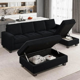 4-Seat  Sectional Sofa with Reversible Chaise L Shaped Sofa Couch Furniture Sets Sectional Couch with Ottoman