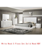 5-Piece Two-Tone High-Gloss Marble and Lacquer Finish Nightstand Set with LED Lighting