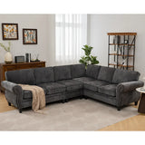 decoration and rolled armrests, living room L-shaped sofa, corner sofa, dark Gary
