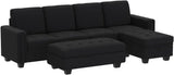 4-Seat  Sectional Sofa with Reversible Chaise L Shaped Sofa Couch Furniture Sets Sectional Couch with Ottoman