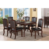 7pc Formal Dining Set with Solid Wood Table, Shelve & 6 Chairs