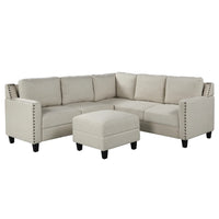 Living Room Rivet Modern Upholstered Sofa Set with cushions