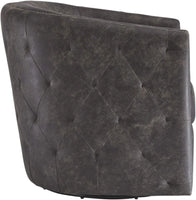 Ashley Brentlow Tufted Barrel Accent Swivel Chair, Distressed Black