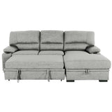 sofa bed with storage and cup holder in a luxurious living room, gray