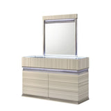 Leonor Gray Modern 5-Piece Bedroom Set with Wood Finish and LED Lighting