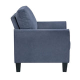 sofa set, blue soft cushion sofa, couple's chair, plush seat, solid wood living room furniture
