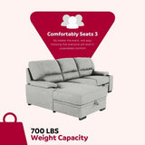 sofa bed with storage and cup holder in a luxurious living room, gray