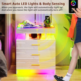 Bedroom Furniture Glass With Touch Screen Bedside Table RGB LED Bedside Table