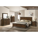 Wood Queen Bed Set with Dresser Mirror Nightstand Chest
