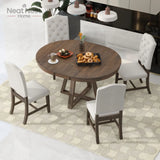 Dining Set, Round Table with a 16"W Leaf and 4 Upholstered Chairs for Dining Room and Living Room
