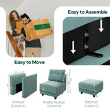 Sectional Sofa Set Convertible Loveseat and Chaise Couch Sleeper with Storage Seats for Living Room