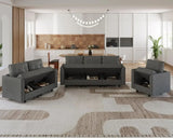 Faux Leather Fabric Modular Sectional Sofa Set with Storage, Armchair Loveseat