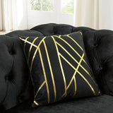 110.5" Luxury Velvet L-Shaped Chesterfield Sofa with Gold Stainless Steel Accents
