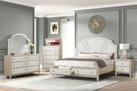 Tiffany Queen 5 PC Bed Room Set Made with wood in Ivory