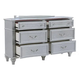 Upholstered LED Queen Bedroom Set 4PC Wood Silver Finish