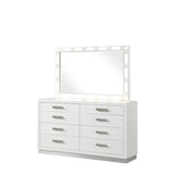 4-Pc LED Bedroom Set, Wood, Milky White Finish