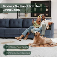 Modular Sectional Sofa w/ Reversible Chaise, L Shaped Sofa with Ottoman, 4 Seater Sectional Corner Couch