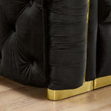 110.5" Luxury Velvet L-Shaped Chesterfield Sofa with Gold Stainless Steel Accents
